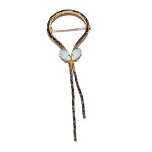 Vintage Signed Star ART Ribbon Brooch 12KT GF Faux Opal